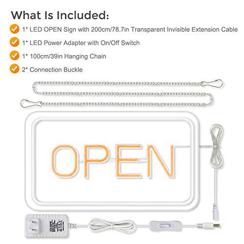 Open Signs For Business, Led Neon Open Sign, 16"X 9" Ultra Bright Electric Light Up Open Signs With On/Off Switch Adapter For Bars, Stores, Coffee Shop, Hotel, Window, Outdoor Etc. #TOP5