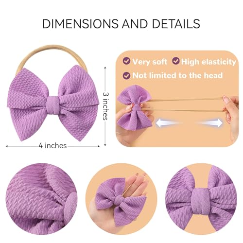 yoyokid Hairband, 20 PCS Baby Girls Nylon Headbands Super Soft Baby Hair bands with Bows Elastic Hair Accessories for Newborn Infant Toddler2