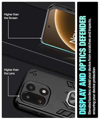 Image of WOW IMAGINE Shock Proof Back Case Mobile Cover for 1+ OnePlus 15 5G | Back Cover Case (Tough Armor | Hybrid PC + TPU | Ring Holder & in-Built Kickstand | Black)