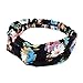 Produktbild Boolavard Damen Stirnband Boho floral Stil Criss Cross HEAD WRAP Haar Band (Schwarz mit Blau)