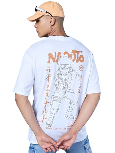 Image of Bewakoof Anime Men's Cotton Printed Oversized Fit Half Sleeve T-Shirt | Casual Wear | Street Wear | Oversized t Shirt for Men Cotton | Baggy