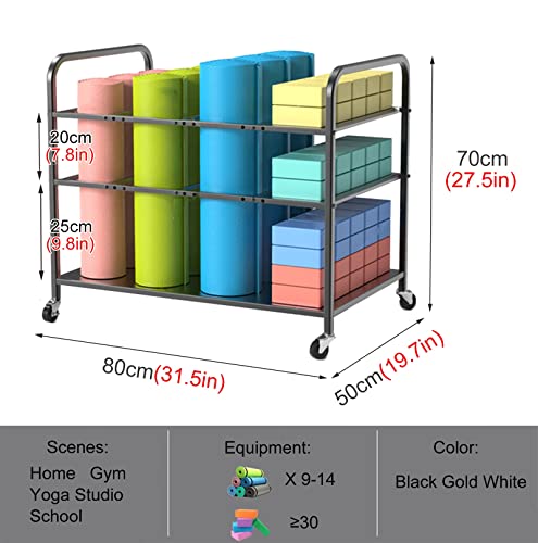 Support tapis de yoga au sol en métal noir chariot grande capacité