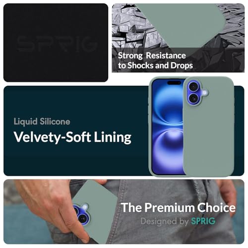 Image of SPRIG Compatible with iPhone 16 Premium SilkTone (Liquid Silicone) Back Cover Drop Tested Shock Proof Mobile Case for Men, Women, Boys and Girls with Camera Protection (Light Green)