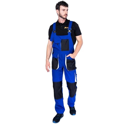 MAZALAT work wear Mono Azul – Mono de Trabajo Hombre Unisexo en Tela Resistente con Rodilleras Reforzadas | Mono de Trabajo Hombre Agricultor, Mecánico, Pintor, Jardinería