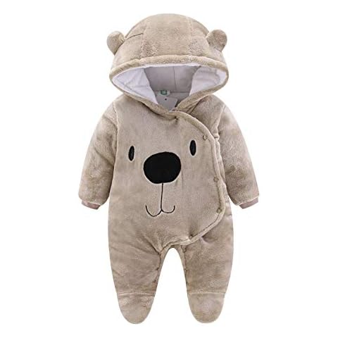 ALLAIBB Baby Newborn Snowsuit Winter Hooded Footie Fleece Jumpsuit for Infant Girls Boys Cover