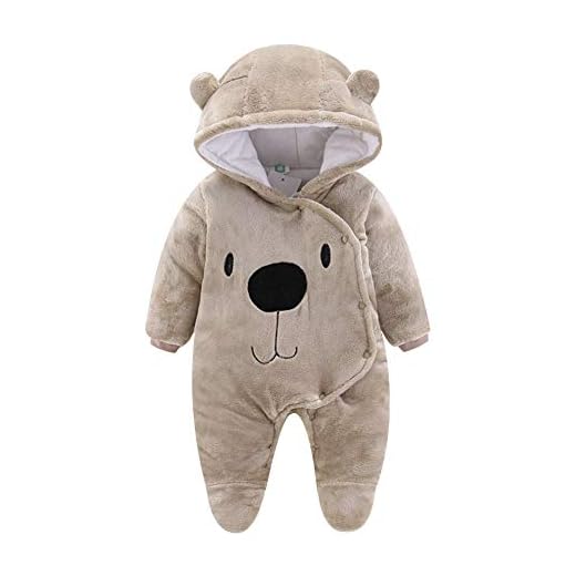 ALLAIBB Baby Newborn Snowsuit Winter Hooded Footie Fleece Jumpsuit for Infant Girls Boys