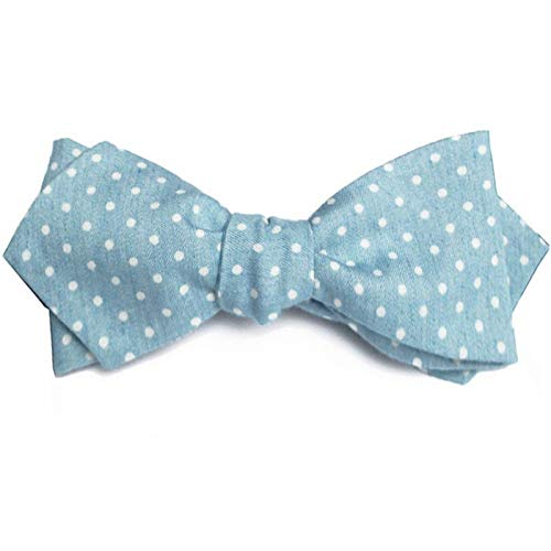 Noeud papillon bleu chambray vieilli d'exception fait main par Le Coq en Pap'