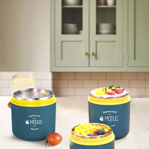 Recipiente de Almoço Térmica Marmita Aço Inox 2 Camadas com Talheres 710ML