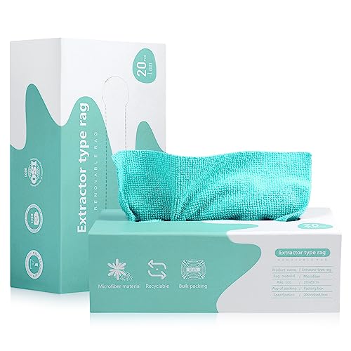 Luiruey Microfiber Cleaning Cloth Rags in A Box (20 Count) - 7.9 x 7.9 Reusable Terry Towels for Cars & Home Kitchen (Blue)