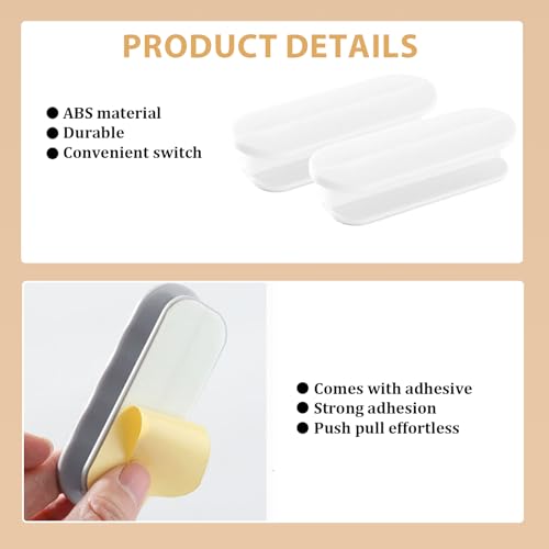 4 Stück Balkontürgriff Kleben Set, Kein Bohren Balkontürgriff Außen für Balkon, Fenster, Balkontürgriff für Schubladen, Schränke, Möbel (weiß)