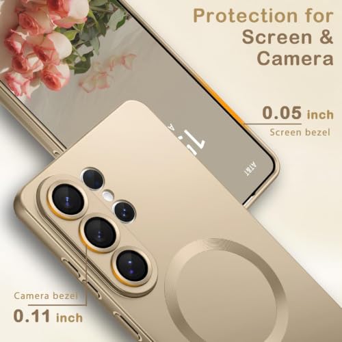 Image of DIZORO Samsung S26 Ultra Case, Compatible with Mag Safe Back Cover, Matte Luxury Metallic Luster Flexible TPU Wireless Charging Shockproof Case with Camera Protector (Metallic Desert)