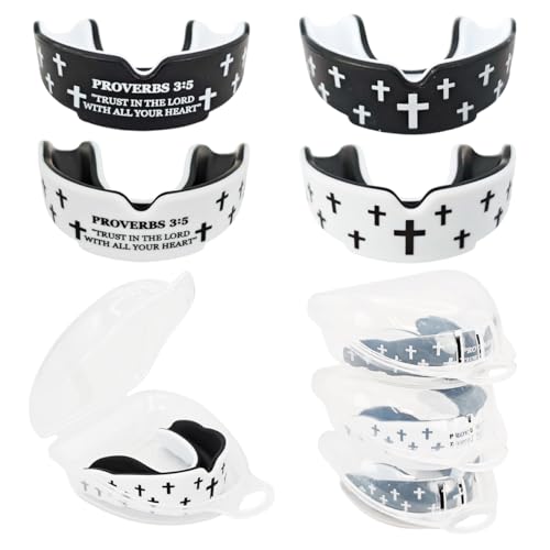 Piemow 4 Pcs Mouth Guard - Faith Cross Mouthguard with