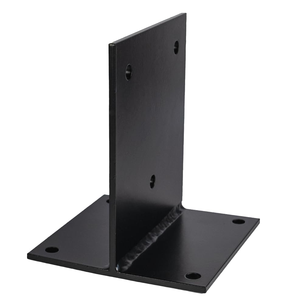 Heavy Duty Black Galvanised Internal Bolt Down Pergola Post Support – Internal Post Bracket Ground Anchor for Outdoor Structures (100mm - 4x4)