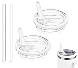 2 Pack 30 oz Tumbler Flip Straw Lid Replacement Compatible for Stanley Quencher, Leak Proof Lid Replacement for 30 OZ Stanley H2.0 FlowState Tumbler,Spill Proof Splash Reusable (White)