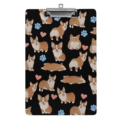 かわいい コーギー 犬柄 A4 クリップボード バインダークリップ クリップファイル ファイルボード スケッチボード カルテ記入用 下敷き 書類整理 メモ帳 保管 オフィス用品 用箋ばさみ 用箋挟み 多機能 シンプル 便利