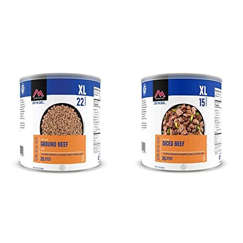 Mountain House Cooked Ground Beef | Freeze Dried Survival & Emergency Food | #10 Can | Gluten-Free & Mountain House Diced Beef | Freeze Dried Survival & Emergency Food | #10 Can | Gluten-Free