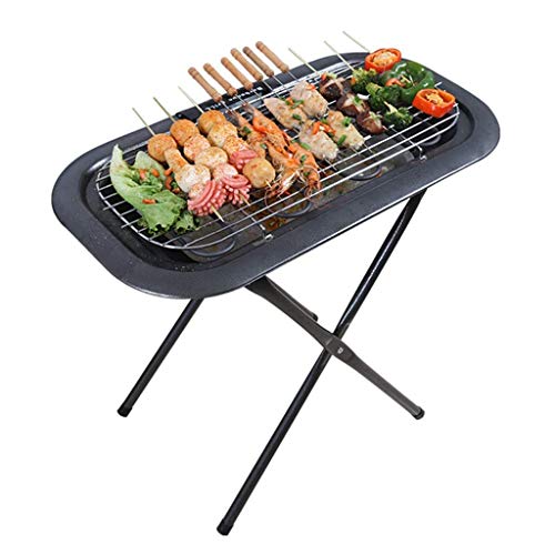 Grill Elektrogrill Haushalts-Elektrogrill + Holzkohlegrill im Freien Tragbarer Elektrogrill (3~8 Personen) @ (Farbe: Schwarz)