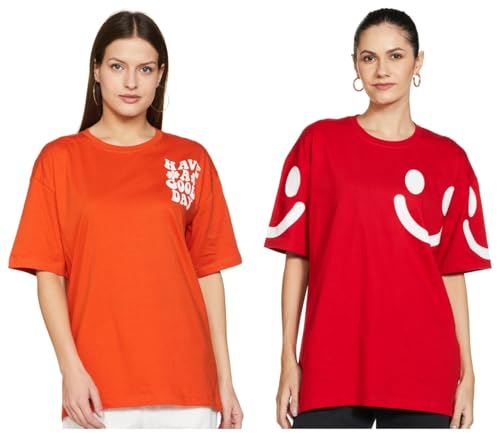 Image of T2F Women's Cotton Regular T-Shirt Pack of 2