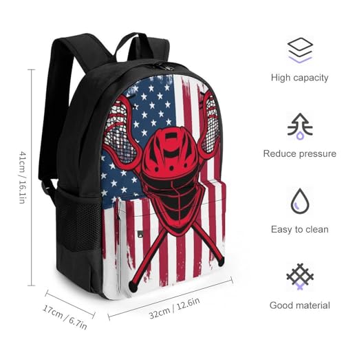 Lacrosse American Flag Travel Laptop Backpack Business Anti Theft College Computer Bag Gift for Men & Women2