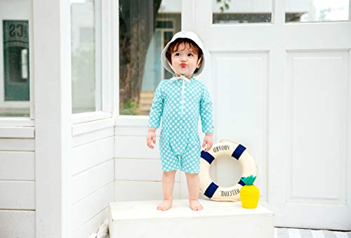 Image of VAENAIT BABY Zip & Snap Rash Guard Swimsuit, UPF 50+ One-Piece Long Sleeve Swimwear, Quick Dry Infant Beach Suit for 0~2T