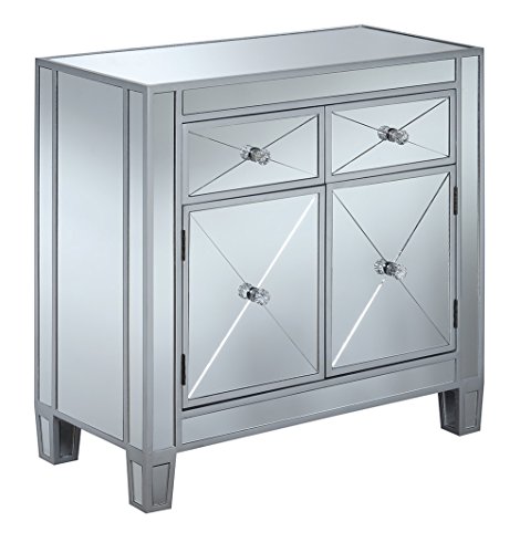 Convenience Concepts Gold Coast Vineyard 2 Drawer Mirrored Hall Table, Silver #TOP9