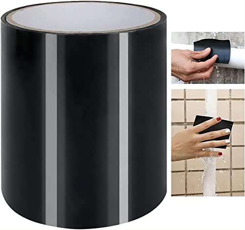 Ruban de Réparation, ACTOYS Ruban Adhesif Etanche, Scotch Etanche, Leak Tape, Scotch Fuite Eau pour Réparation de Tuyau, Scotch Reparation Piscine/Tuyaux/Tente,Ruban Réparation Noir 10cm*150cm Cover