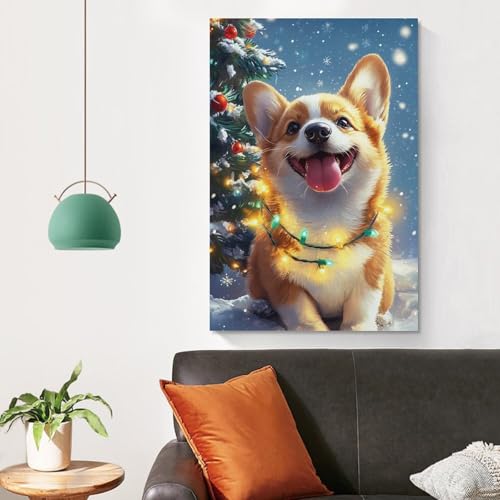 Lienzo de Corgi de 50x75cm para decorar paredes vacias de dormitorios oscuros 4