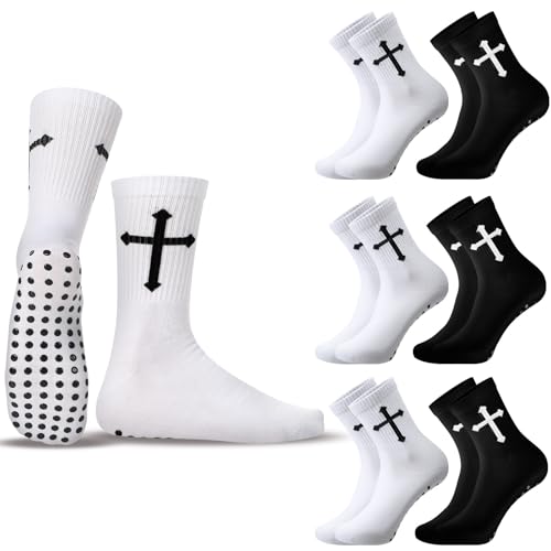 Cross Grip Soccer Socks Anti Slip Religious Christian Jesus Soccer Socks for Men and Women Football Crew