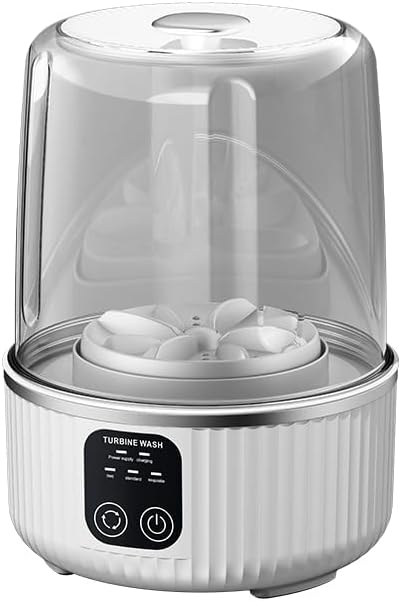 Mini lavadora portátil de ropa interior, 3 modos de limpieza, recargable inalámbrica, batería de 4000 mAh, color blanco