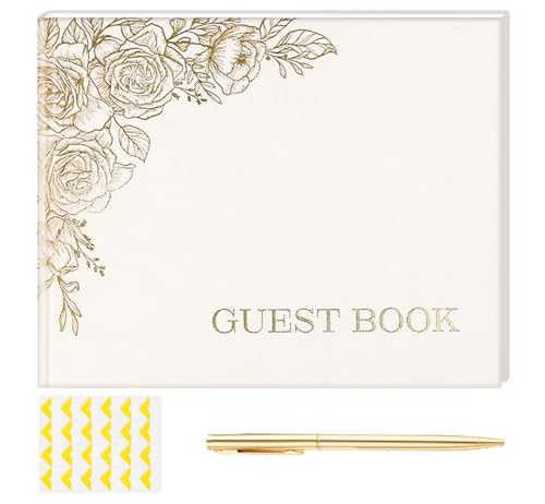 Y & Y Power Wedding Guest Book, Linen Cover, Guest Book Wedding Reception, Bring a Pen and Photo Stickers, Guest Book, Total 100 Pages, 50 White for Photos and 50 with Lines to Write.