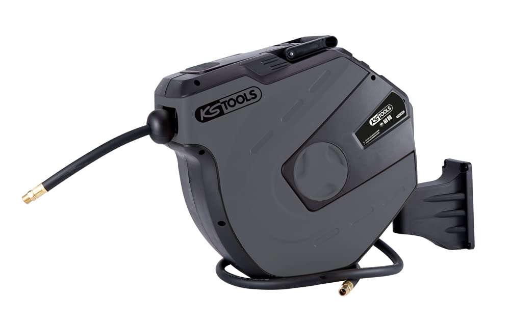 KS Tools 515.3470 515.3470 Luft- und Wassertrommel 3/8 Zoll mit Schlauch Ø 10 mm, Anschluss 1/4 Zoll - 15 m, Grau