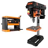 WEN Benchtop Woodworking Power Tools Bundle - Thickness Planer + Drill Press