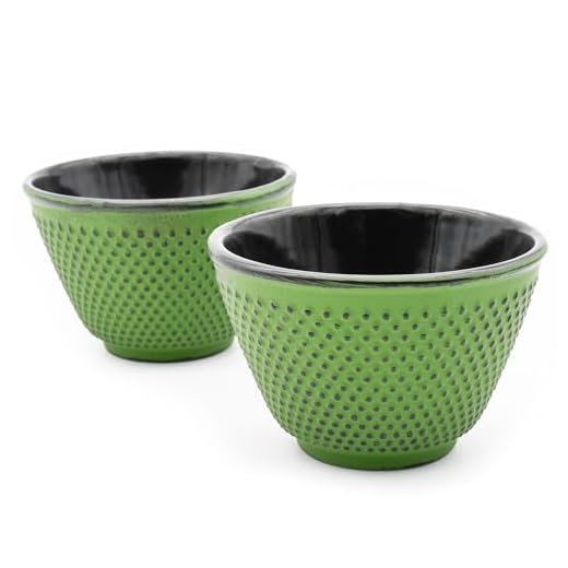 Zen Minded Par De Tazas De Té Tradicionales Japonesas De Hierro Fundido De 120 Ml Con Diseño De Tachuelas - Verde