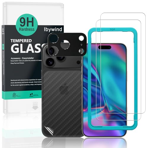 Image of Ibywind for iPhone 17 Pro Max 5G Screen Protector,2 Pack,9H Hardness Tempered Glass and Camera Lens Protector,with Alignment Frame,Full Coverage,Bubble Free,Fingerprint Unlock,Scratch Resistant