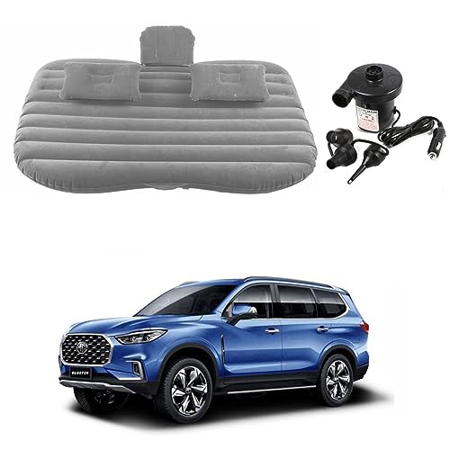 Image of Oshotto Multifunctional Car Travel Bed Mattress with Two Air Pillows, Car Air Pump Compatible with MG Gloster (Grey)