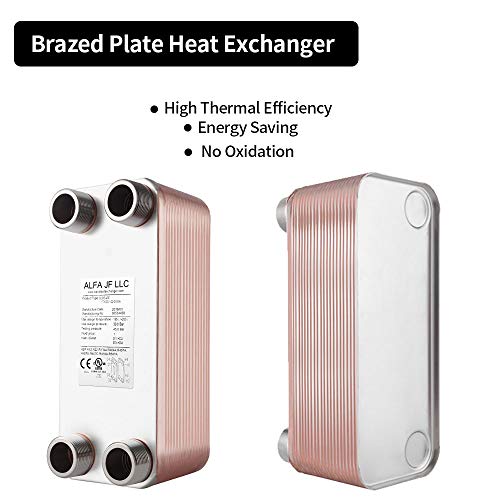 AB Plate Heat Exchanger, 3"x8" 16 Plates Water To Water Heat Exchanger, Copper/SS316L Stainless Steel Brazed Plate Heat Exchanger For Floor Heating, Water Heating, Snow Melting - Thumbnail 7
