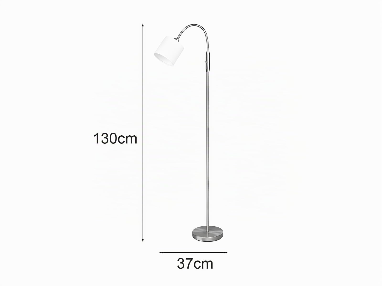 Kleine Stehleuchte 130cm mit Flexarm und Stoffschirm Weiß