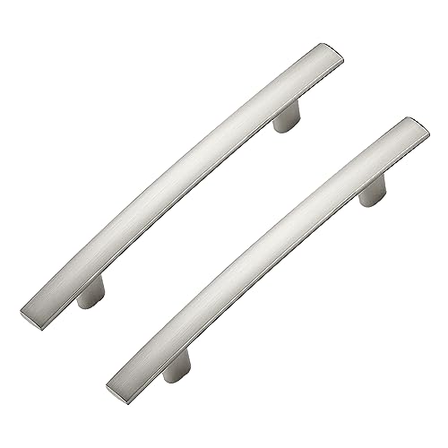 30 Pack Cabinet Handles 3.75" Hole Center - Curved Cabinet Pulls Brushed Nickel Drawer Pulls for Kitchen Cupboard Solid Hardware for Dresser Drawer Arch Hardware