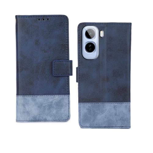 Image of amazon basics Vivo T5 Pro 5G Flip Cover | Card Pockets Wallet & Stand | Flip Cover for Vivo T5 Pro 5G (Double Blue)