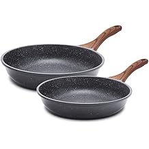 SENSARTE Nonstick Frying Pan Skillet, Swiss Granite Coating Omelette Pan, Healthy Stone Cookware Chefs Pan, PFOA Free 9.5+11 Inch