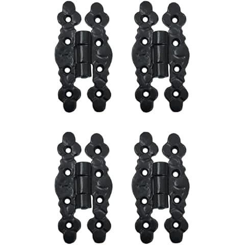 Adonai Hardware 3.5" "Adna" Antique Cast Iron Butterfly H Cabinet Hinges (4 Pack, Matte Black) for Barn Doors, Cupboards, Wooden Jewelry Box, Furniture, Treasure Chest and Trunks Cover