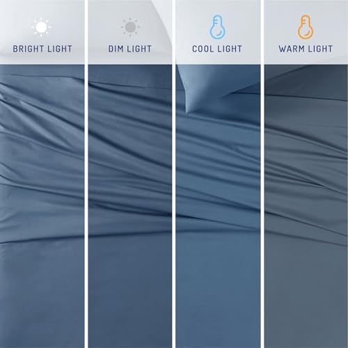 Degrees of Comfort Coolmax Cooling Sheet Set for Full Size Bed, Moisture Wicking for Night Sweats Best Comfort, Cool Sheets for Hot Sleepers During Warm Weather with Deep Pocket, Blue-4PC