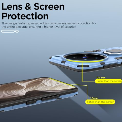 Image of Pikkme D5 Tough Armor Bumper Case | 360 Protection Case | Ring Holder Stand Back Cover for Vivo X200 Pro 5G (Blue)