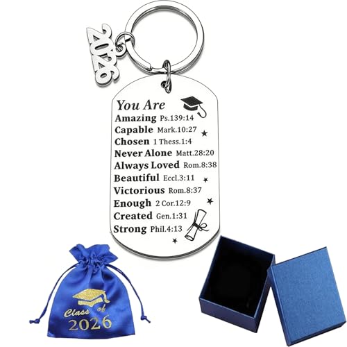 TrustBlai 2026 Graduation Gifts Keychain with Inspirational Bible Verses, Faith