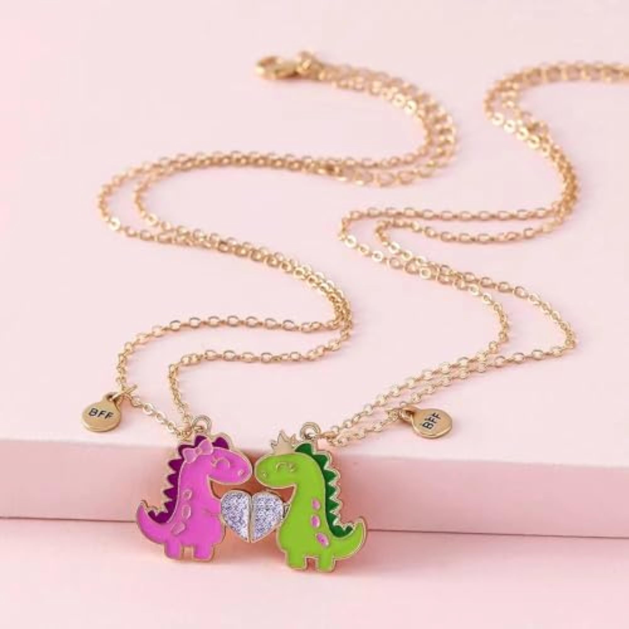 2Pcs Cute Animal Color Changing Matching Charm Necklace Set