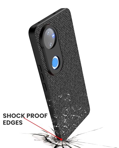Image of Kapa Soft Full Fabric Protective Back Case Cover for Vivo T4R / V50 / V50E 5G | Shockproof Slim Hard Anti Slip Back Case (Black)