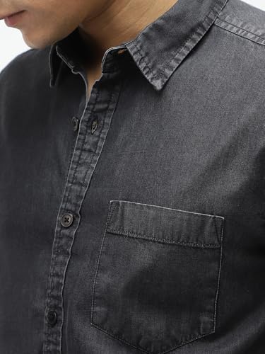 Image of Urbano Fashion Men's Regular Fit Full Sleeve Washed Denim Shirt