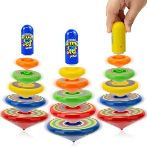 3 Sets Peonzas Apilables,15 Pieces Niños giroscopio de Juguete, Mini Trompos, Trompo Creativo Juguete, Fiestas de Cumpleaños o Regalos para Invitados