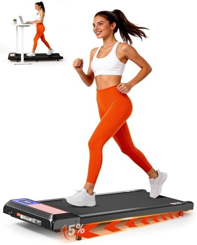 Walking Pad Treadmill with 5% Incline, Under Desk Treadmill for H...