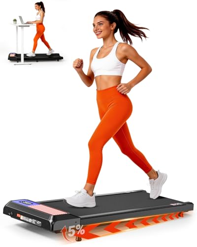 Walking Pad Treadmill with 5% Incline, Under Desk Treadmill for Home Office, 2.5HP Quiet Portable Walking Pad, 265 lbs Capacity, Compact Treadmill for Small Spaces with 15" x 35.4" Belt